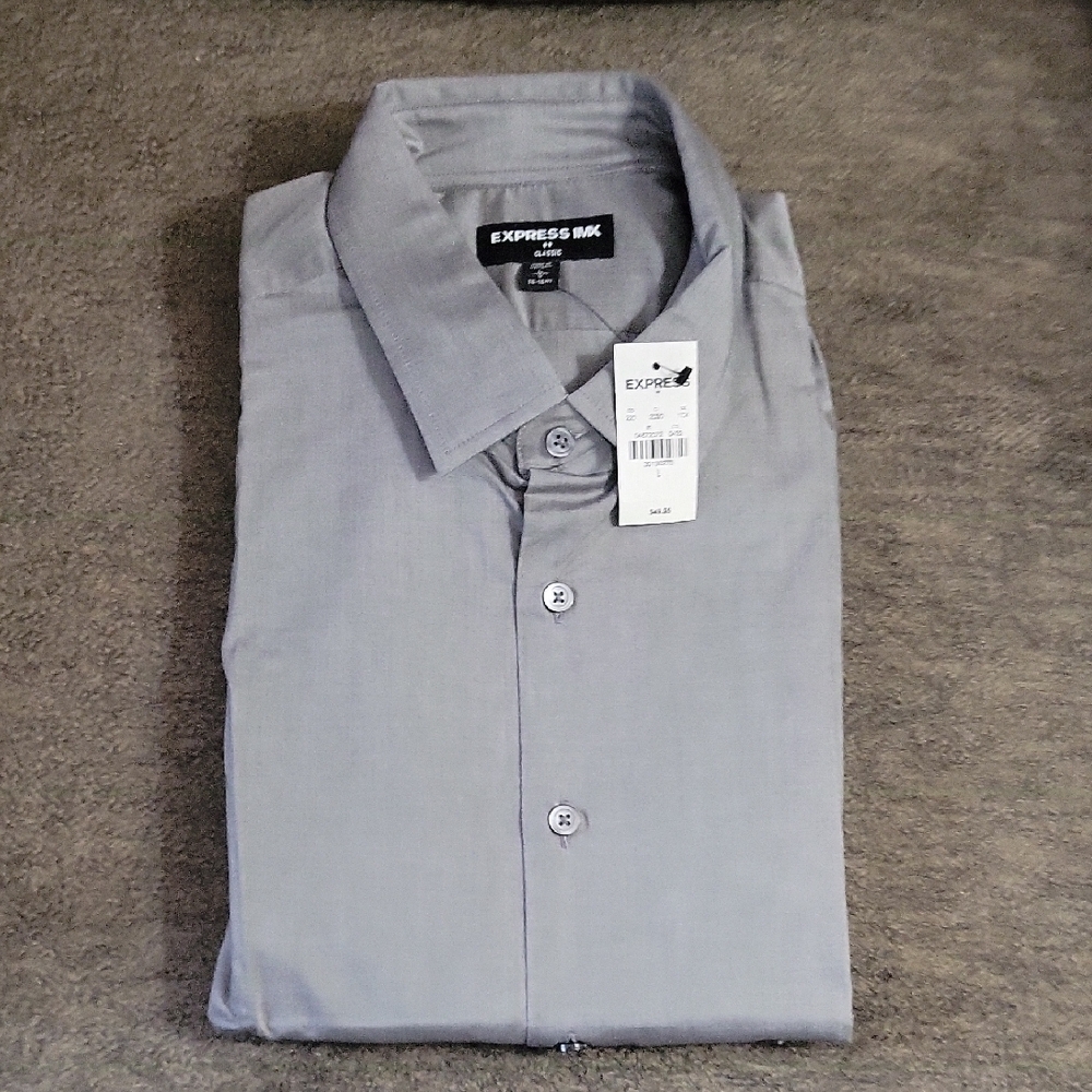 Express Gray Dress Shirt Crisp Business Wear